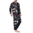 thumbnail image 2 of Naloa Vintage American Deer Men’s Pajamas Set - Long Sleeve Button Down Sleep Shirt and Pajama Bottoms Sleepwear Set-Medium, 2 of 7