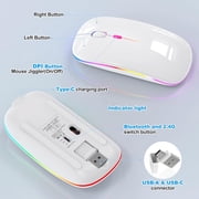Bluetooth LED 2.4G Wireless Mouse Luminous Slim Design for Laptop - Space Silver