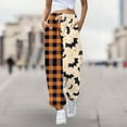 thumbnail image 2 of Xmyrz Halloween Casual Pants For Women Winter Printed Sweatpants Ghost Elasticity Tapered Pumpkin Bat Lace Up Lounge Pants Casual Trouser, 2 of 5