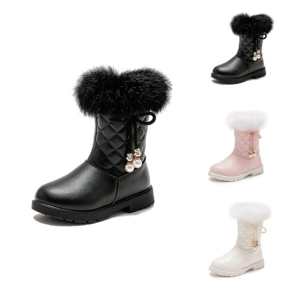 Girls Shoes Girls Winter Boots Girls' Autumn and Winter Boots Platform Soles Non Warm Comfort Bow Side Zip Stylish Girls Boots