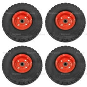 3ox 4 Pack 10-inch Run Flat Tubless Solid Rubber Foam Tire Wheels for Dolly Wagon