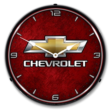 Collectable Sign and Clock Chevrolet Bowtie LED Lighted Premium Wall Clock