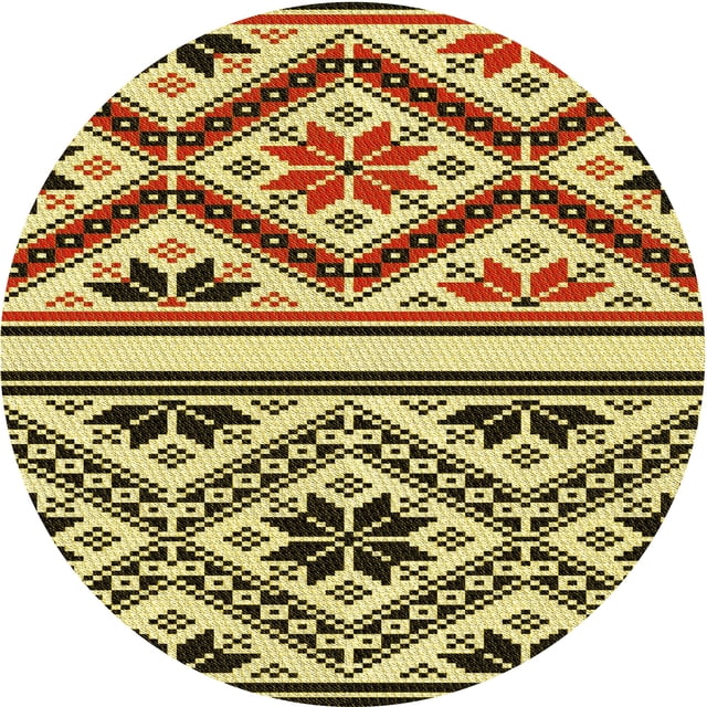 Ahgly Company Tapis Rond Lavable en Machine Intérieur Transitionnel Rouge Brun, 6 Pieds Rond