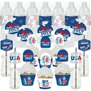Big Dot of Happiness Firecracker 4th of July - Party Favors and Cupcake Kit - Fabulous Favor Party Pack - 100 Pieces