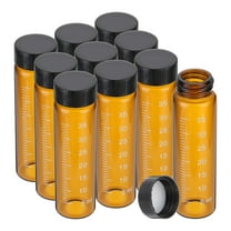 Uxcell 10Pcs 40ml Small Brown Glass Vials with Black Screw Cap, Borosilicate Glass Graduated Sample Bottles