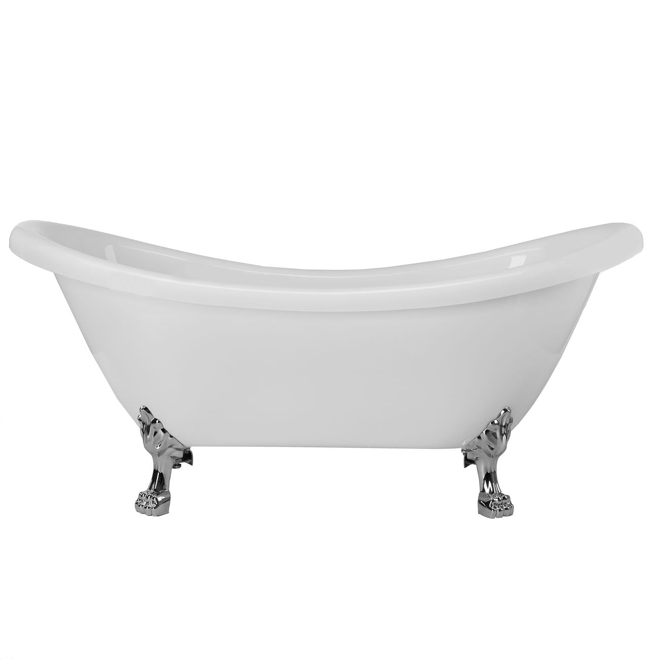 Florence 70 Inch Acrylic Double Slipper Clawfoot Tub No Faucet