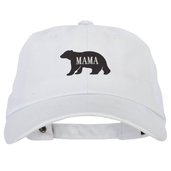 Mama Bear Design Heat Transfer Unstructured Cotton Twill Washed Cap - White OSFM