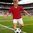 thumbnail image 5 of ZVNAΖH Kids Boys' V-Neck Quick Dry Soccer Jersey, Breathable Mesh Short Sleeve Sports T-Shirt for 3-15Y, 5 of 8