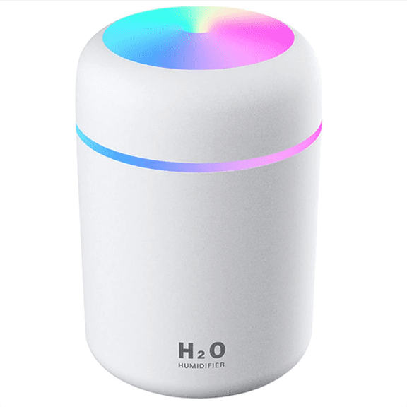 Cool Mist Humidifier, 300ml Mini Portable Humidifier with Multicolor LED Night Light, 2 Mist Mode and Auto Shut-Off, Personal Desktop Humidifier for Home Office Nursery, Super Quiet (White)