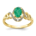 thumbnail image 1 of 10K Yellow Gold Ring Band with Stones (05) May Emerald Oval Green Diamond Round, Size 8, 1 of 5