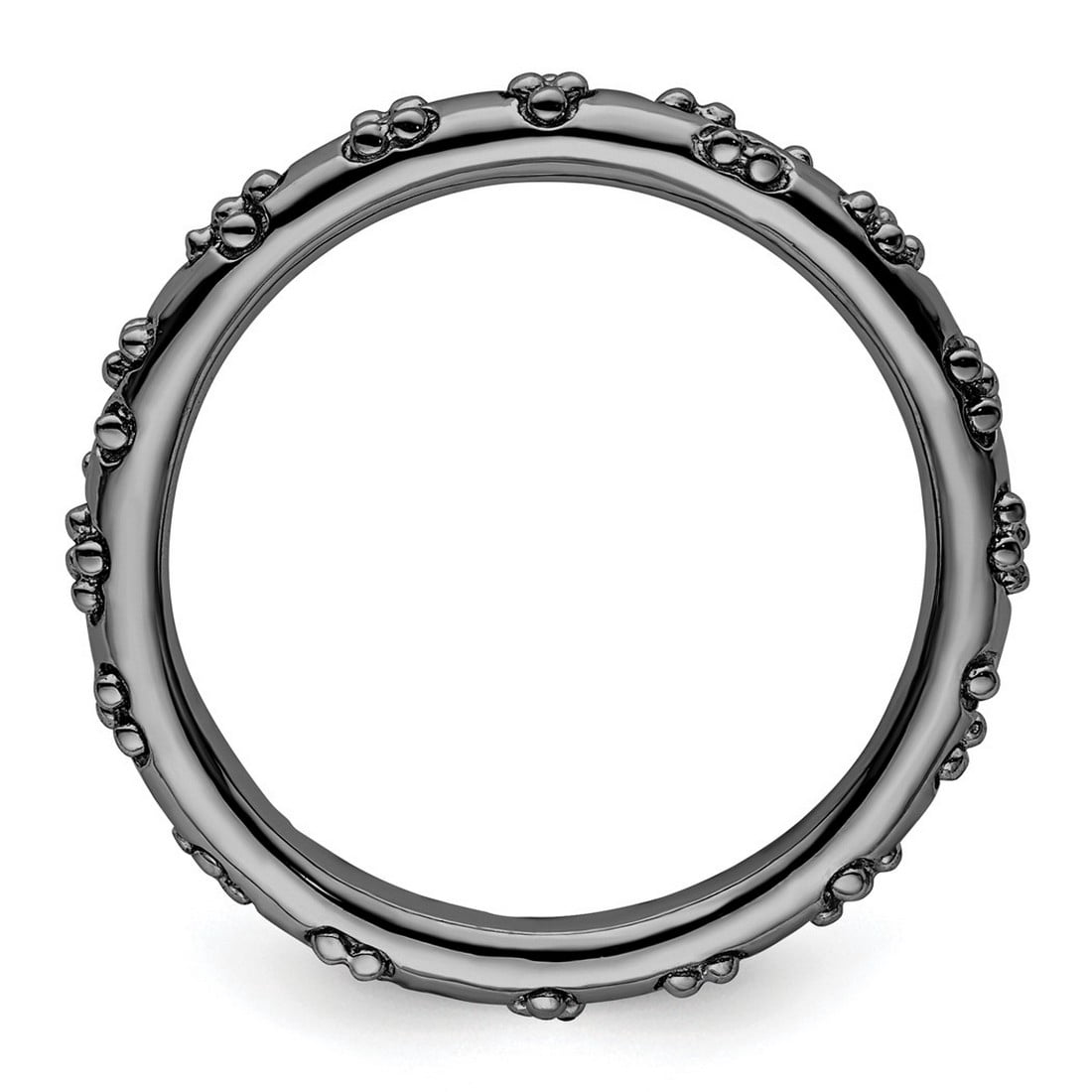2.5mm 925 Sterling Silver Ruthenium plating Stackable Black Plated Textured Ring Size 9 Stackable Ring for Women