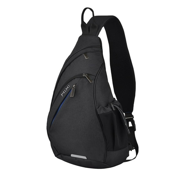 Sling Bag mixi Sling Bag para hombre, mochila unisex de 19 pulgadas, negra