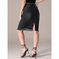 thumbnail image 4 of DARING DIVA Women's Denim Raw Hem Pockets Pencil Skirt 2XL Black, 4 of 7