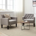thumbnail image 3 of LAZZO Accent Chair Set of 2, Mid-Century Modern Upholstered Armchair for Living Room & Office, Gray, 3 of 9