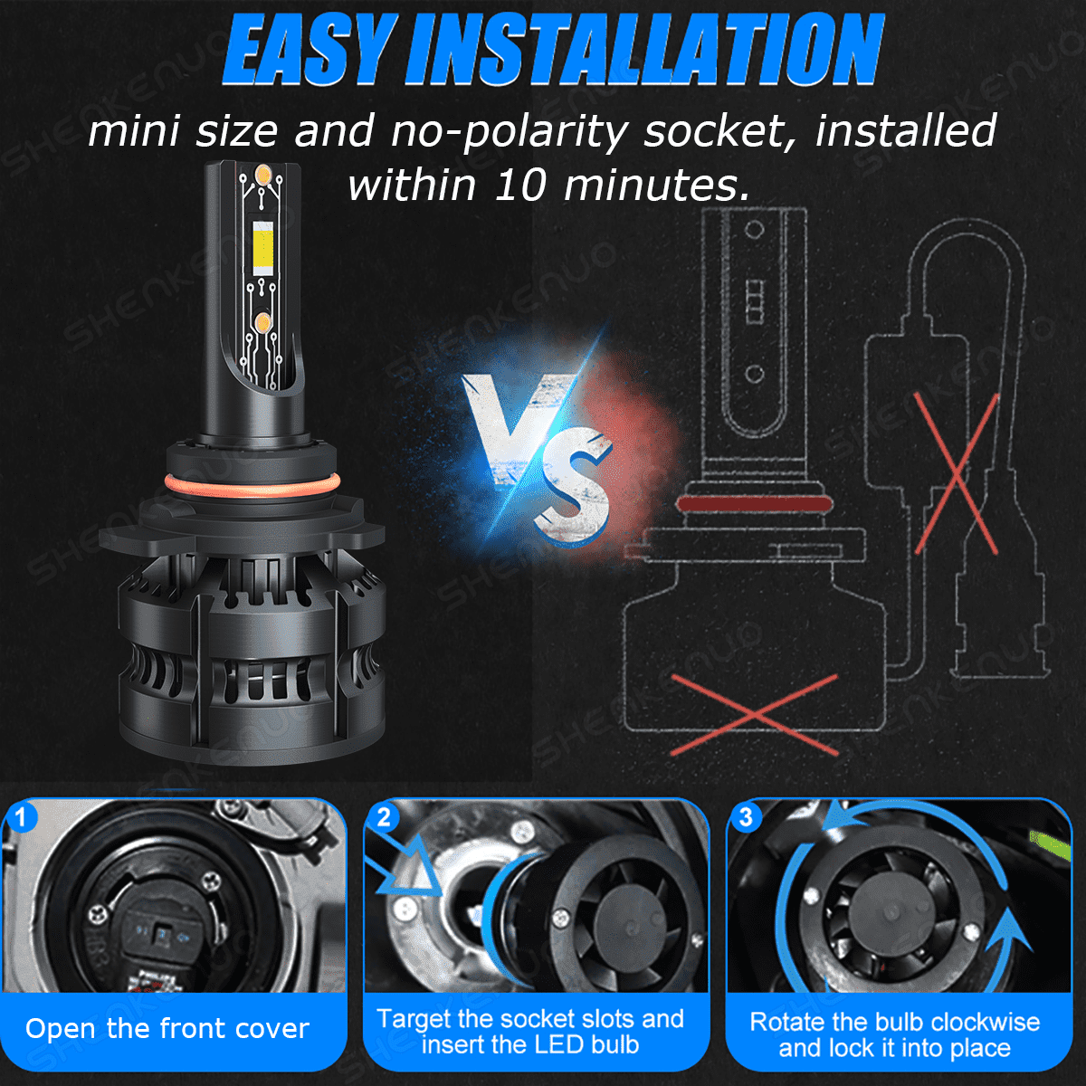 Car bulbs For 2015-2021 Dodge Challenger LED Headlight Bulbs 9012 High Low Beam H11 Fog Light Kit 20000LM 6000K White 4PCS