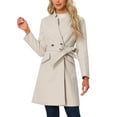 thumbnail image 1 of Abrigo Vintage con Cinturón para Mujeres INSPIRE CHIC, Abrigos de Invierno con Cuello Alto, S Beige, 1 of 1