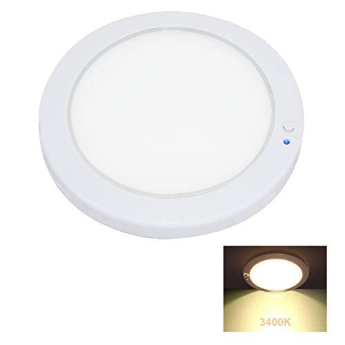 Facon Panneau Lumineux LED RV 5 Pouces Montage en Surface 12V DC Lumière Intérieure avec Interrupteur Marche/arrêt et Indicateur Bleu pour Véhicule Récréatif Véhicule Récréatif Caravane Marine (3400K Blanc Chaud)