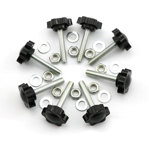 8 Set M630 Thumb Screw Plastic Plum Blossom Shape Head Threaded Knurled Grip Knobs Clamping Screw with Nut Washer