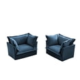 thumbnail image 7 of Single Sofa Set of 2, Chenille Sectional Sofa Armchair with Slip-cover and Pillows, Modern Deep Seat Sofa Couch with Back Cushion, Upholstered Comfortable Couch for Living Room, Apartment, Blue, 7 of 7
