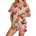 thumbnail image 2 of Halloween Pajamas Women Short Sleeve Button Top Matching Shorts 2026 Fall Cute Satin Pumpkin, 2 of 4