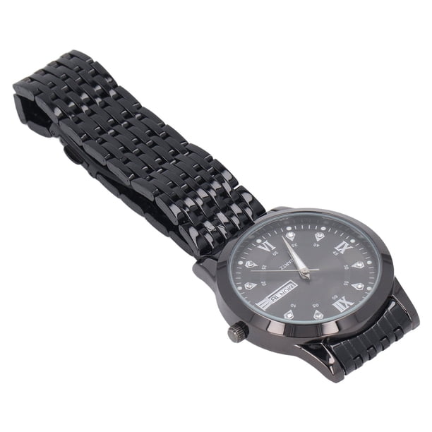 Reloj de cuarzo ANGGREK para hombres con Luz Nocturna clara Esfera con Diamantes de imitación negro