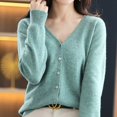 thumbnail image 6 of Women's Fashion Knitted Cardigan Coat Solid Color With Short V Neck Spring And Autumn Casual Sweater Loose Black Long Sleeved Blouse Sweaters for Grandma Dharma Sweatshirt Pullover Sweatshirt Ladies, 6 of 6