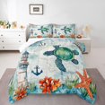 thumbnail image 2 of Erosebridal Green Sea Turtle Bedding Queen Comforter Set, Sailing Anchor Down Comforter, Lighthouse Decor, Microfiber, 2 of 7
