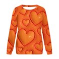 thumbnail image 3 of VALMASS Chandails en Molleton de la Saint-Valentin pour Femmes Manches Longues Imprimé Cœur Hauts Décontractés Col Rond Blouses d'Extérieur (2TG, Orange), 3 of 3