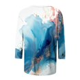 thumbnail image 4 of CHOK Ichuanyi Hauts pour Femmes Été Liquidation Mode Féminine T-shirt Imprimé Mi-Longueur Manches 3/4 Blouse Col Rond Hauts Décontractés, 4 of 5