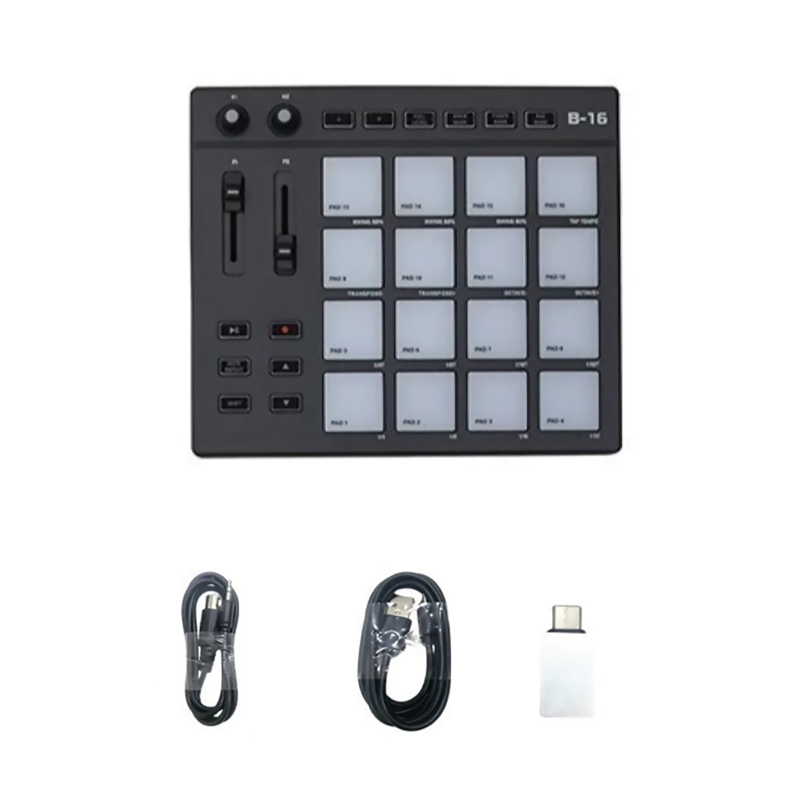 ARCADORA 16-Pad Midi Controller for Drum Triggering & Studio Recording, RGB Illuminated, Plastic & Silicone Build