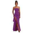 thumbnail image 1 of Vestido de fiesta GDJDIFK, sin tirantes, chifón fruncido, sirena, morado claro, 1 of 7