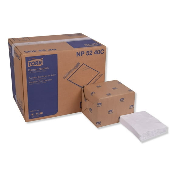 Tork Advanced Dinner Napkins 2-Ply 15" x 16.25" White 375/Pack 8 Packs/Carton NP5240C