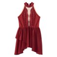thumbnail image 4 of Kaerm Kids Girls Lyrical Modren Dance Dress Contemporary Latin Jazz Ballet Dance Performance Costume Burgundy 16, 4 of 6
