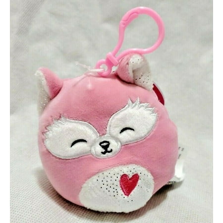 Squishmallows Official Kellytoy Plush 3.5" Flora the Fox Valentine's Day edition- Clip-on