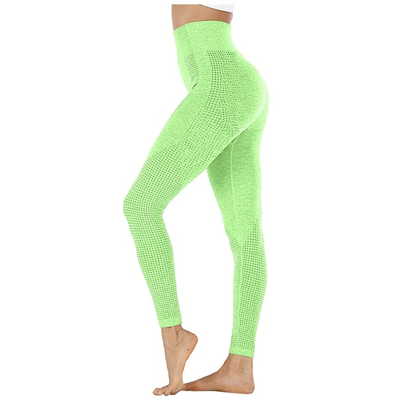Leggings for Women Tummy Control Seamless Point High Waist Speed Dry Yoga Pants,Green,L