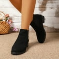thumbnail image 2 of Rokment Chukka Ankle Boots for Women 2025 Fall Winter Fashion Suede Round Toe Chunky Low Heel Non Slip Slip-On Dress Short Booties Black Size 6.5, 2 of 7