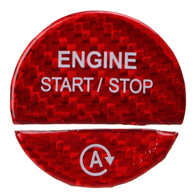 Cubierta Del Botón De Arranque Y Parada Del Motor, Resistente Al Desgaste, Embellecedor De Botón De Arranque, Protector De Fibra De Carbono, Fácil Instalación Para Automóviles ANGGREK Rojo