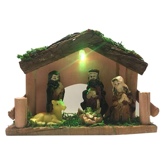 Estatua de Adoración de Escultura de Pintada a Mano para , luz LED Zulema estatuilla de nacimiento de jesús