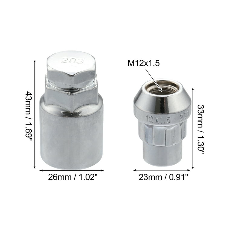M12x1.5 Car Wheel Lock Lug Nuts Set Anti Theft Lug Nut Screw Fit for Hyundai Sonata Silver Tone