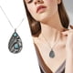 thumbnail image 2 of Retro grabar azul púrpura turquesa ovalada hoja de plumas collar colgante para mujer de plata, 2 of 5