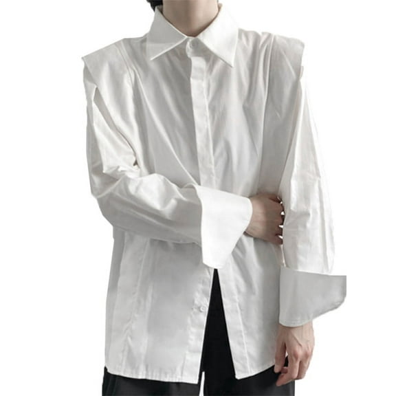 INCERUN Men's Long Sleeve Solid Color Shirts Turndown Collar Stylish Tops