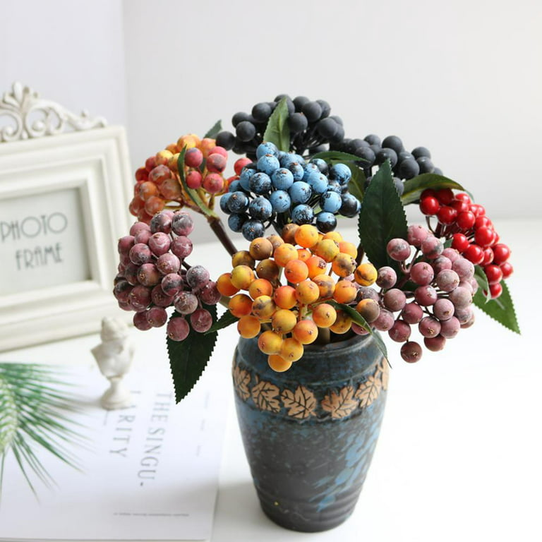 3Pcs Artificial White Berries Stems Christmas Berry Branches For