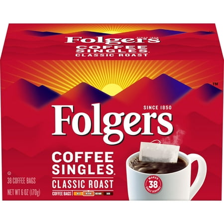 Folgers Coffee Singles Classic Roast Coffee Bags, 38 (Best Instant Coffee Packets)