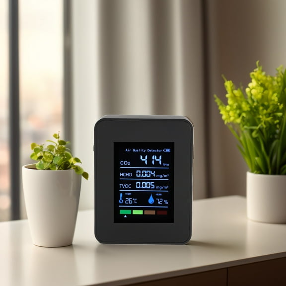 Portable Air Quality Tester, CO2, TVOC, HCHO, Temp  Humidity Monitor For Indoor Use