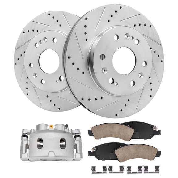 Detroit Axle - Front Brake Kit for Chevy GMC Avalanche Tahoe Silverado Express Suburban Sierra Savana Yukon XL 1500, Cadillac XTS Escalade ESV EXT, Drilled Brake Rotors Brakes Pads Brake Caliper