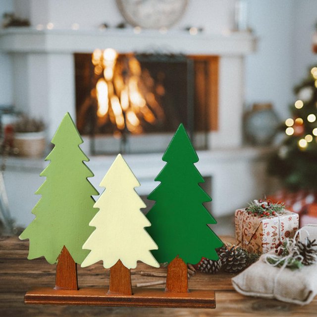Bonita decoración de mesa de árbol de pino, suministros de adorno de estatua, escultura con soporte, accesorios para fotos para decoración de Navidad, Colco Centros de mesa