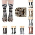 thumbnail image 3 of Adult Kids 3d Animal Paw Cat Tiger Feet Print Foot Crew Socks Elastic Hosiery, 3 of 5