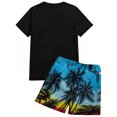 thumbnail image 4 of GrmtClth Men's Hawaii 2 Piece Outfits Tropical Crew Neck T-Shirt and Shorts Set Casual Short Sleeve Outfit Fashion Elastic Drawstring Clothing Dark Blue 4XL, 4 of 4