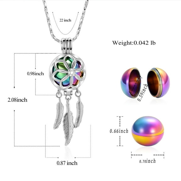 Flower with Feather Wings Cremation Jewelry Urn Necklace for Ashes Pendant Necklace Cremation Keepsake Jewelry for Women Men Pet