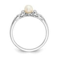 thumbnail image 2 of 10K White Gold Ring Band Pearl (06) June Diamond Round Freshwater, 2 of 5